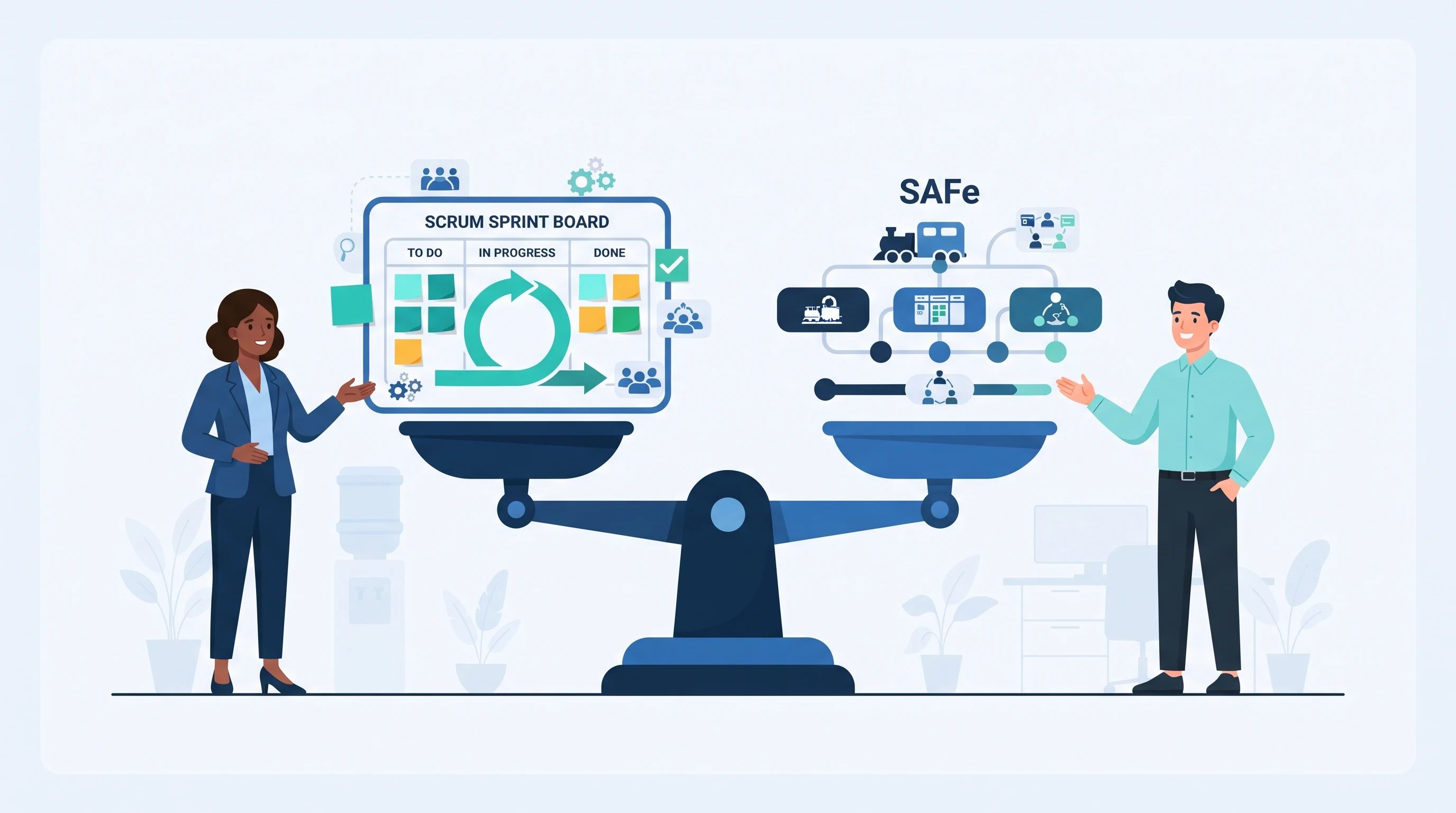 SAFe vs LeSS vs Nexus vs Scrum@Scale : comparatif du scaling agile en 2025